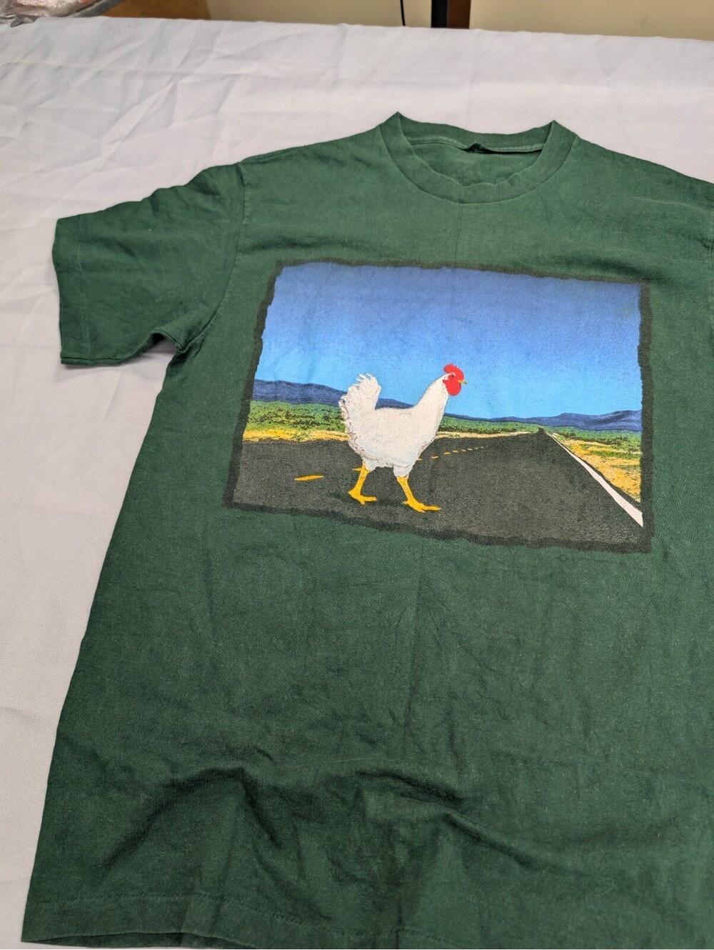 Vintage Budweiser Beer Chicken Graphic T Shirt Green M 1990s